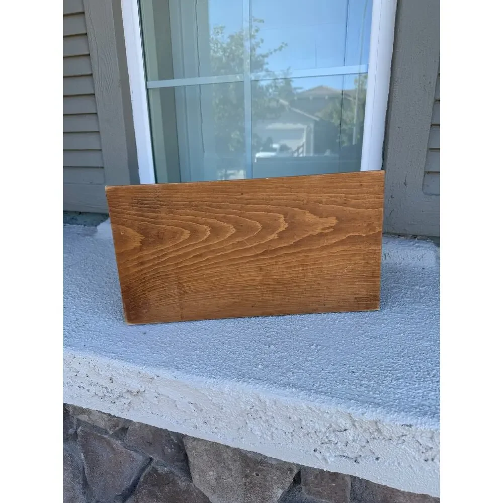 vintage country primitive wooden storage caddy with heart cutout handle 80s 90s